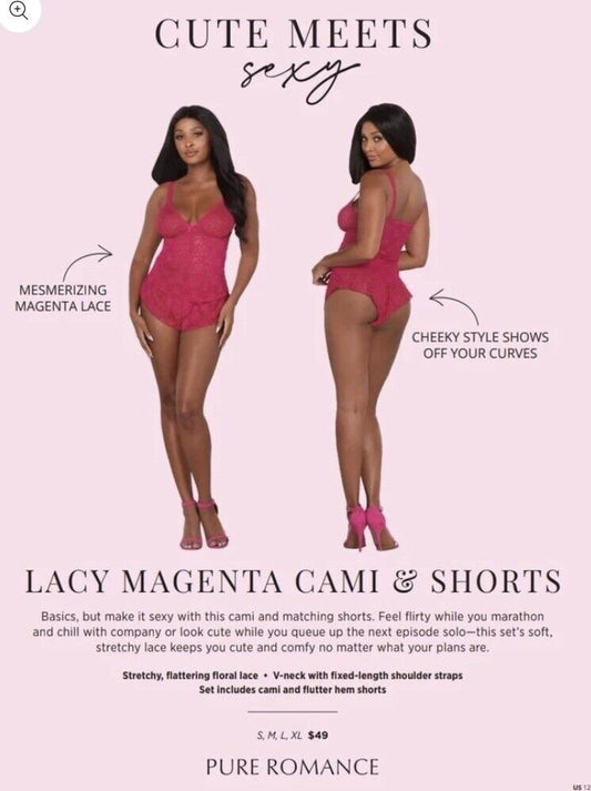 Lacy Magenta Cami & Shorts - PR by Sandy