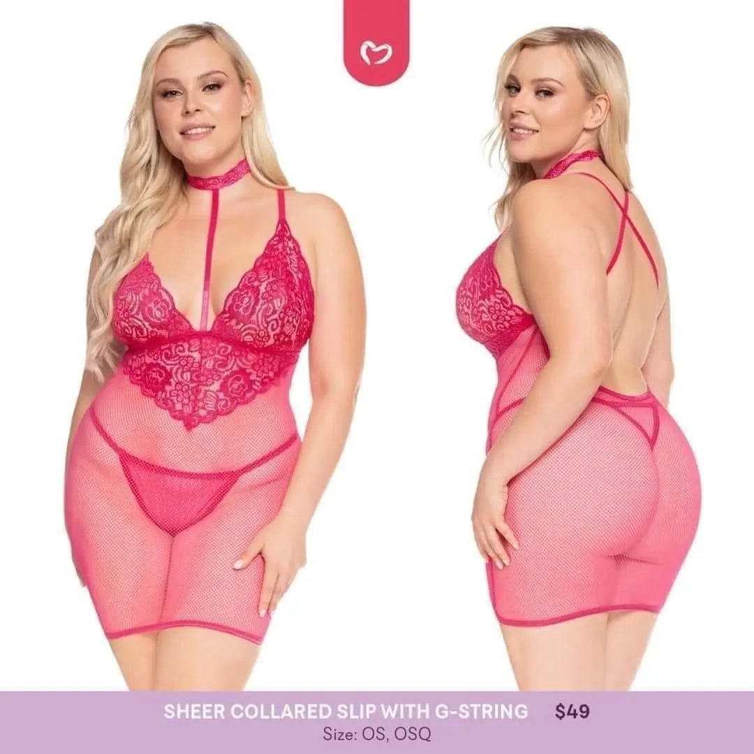 Sheer Collared Slip with G - String - PR by Sandy