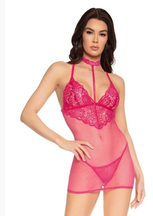Sheer Collared Slip with G String - PR by Sandy
