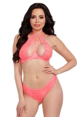 Halter Bra with Peekaboo Panty